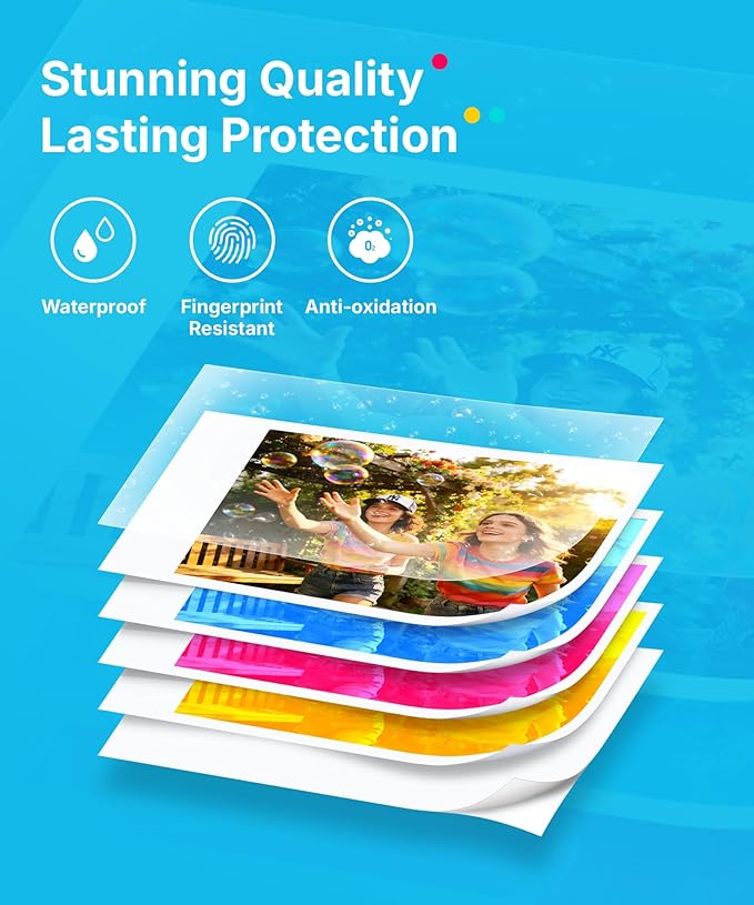 Liene Pearl N200 Pro Portable AI Photo Printer, Instant Mini Picture Printer for iPhone Smartphone, Thermal Dye Sublimation, Bluetooth Sticker Maker 50 Sheets 2x3 Adhesive Paper & 5 Cartridges, Gold