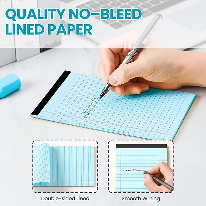 VITEVER Small Note Pads 5x8,[7 Pack] Narrow Ruled Legal Pads,Micro Writing Pads Perforated Lined Note Paper for Study,Office,To-Do Lists,30 Sheet/notepad,Light Blue