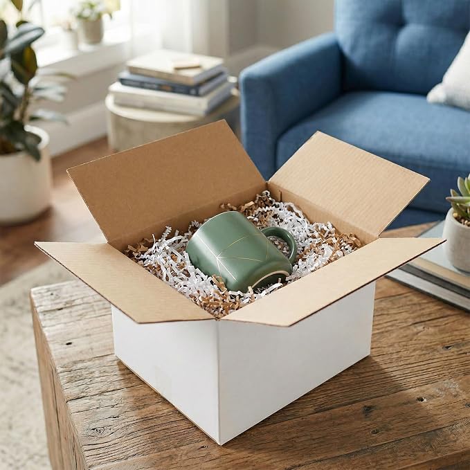 HORLIMER 8x6x6 Shipping Boxes Set of 40, White Corrugated Cardboard Mailer Box for Packing Small Business