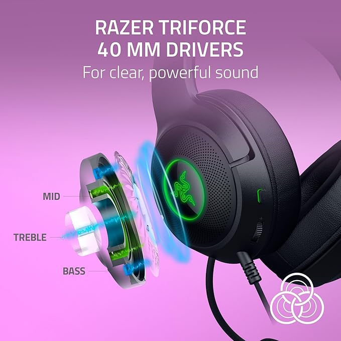 Razer Kraken Kitty V2 USB Wired Headset: Chroma RGB Kitty Ears - Stream Reactive Lighting - HyperClear Cardioid Mic - 40 mm Drivers - 7.1 Surround Sound - Comfortable Ear Cushions - Black