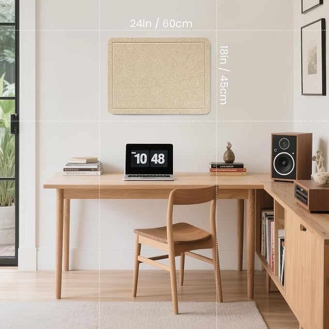 Felt Bulletin Board 24x18 inches, Decorative Pin Board for Home & Office | Cork Board Alternative for Wall with Push Pins, Display Mood Board for Photos, Notes & Reminders