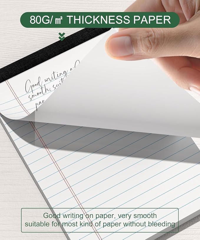 8 Pack Note Pads 4x6 Inch, White Mini Legal Pads, Small Writing Note Pads | Notepads of College Ruled Paper, Lined Paper Pads, Scratch Pads Mini Notepad for Grocery List, To-Do List, 30 Sheet/Notepad