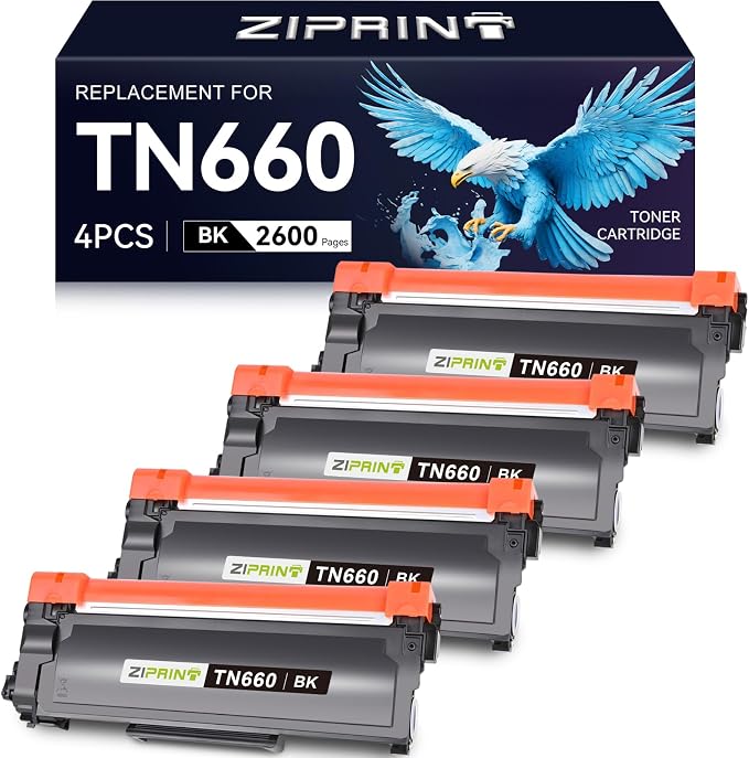 TN-660 Toner Compatible with Brother TN660 HL-L2300D HL-L2340DW,Black 4Pack | 2600 Pages Each, Crisp Dark Smudge-Free Prints, ISO Certified, Fits HL-L2380DW MFC-L2700DW for Home & Office Mass Printing