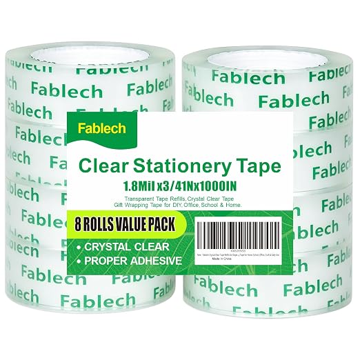 Crystal Clear Tape Refills for Dispenser, 3/4 Inch x 1000 Inch, 1 Inch Core, 8 Rolls Pack, Multi-Purpose Transparent Stationery Tape for Home, School, Office, Craft & Daily Use