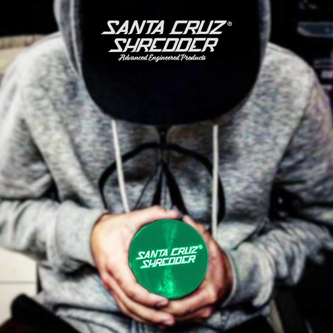 Santa Cruz Shredder Metal Herb Grinder Knurled Top for Stronger Grip 2-Piece 2.7" (Green)