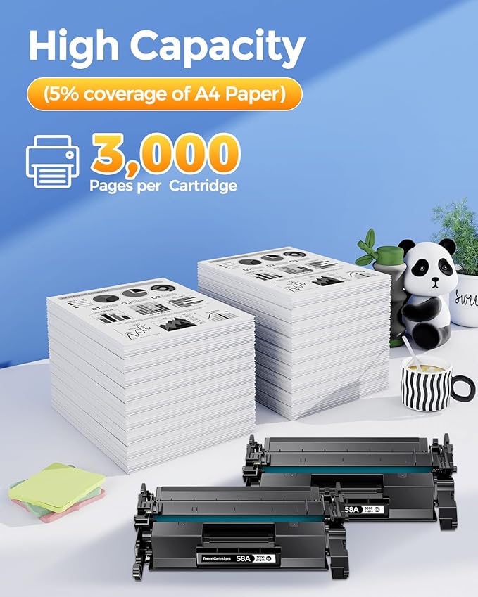 58A CF258A Toner Cartridge Black Compatible for HP 58A CF258A High Yield Toner Cartridge for HP LaserJet Pro M404n M404dn MFP M428fdw M428fdn M428dw Printer 2 Pack with Chip