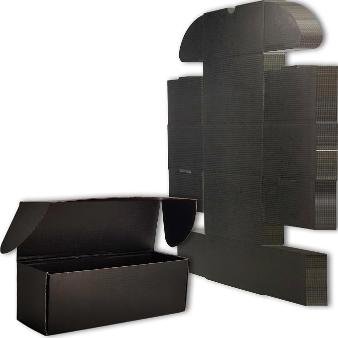 12x4x4 Shipping Boxes Black Mailer Corrugated Cardboard Box Set of 25 | for Packaging, Literature, Packing, Mailing, Storage, Small Business, Moving, Gift, Supplies, Quick Fold, Tab Locking