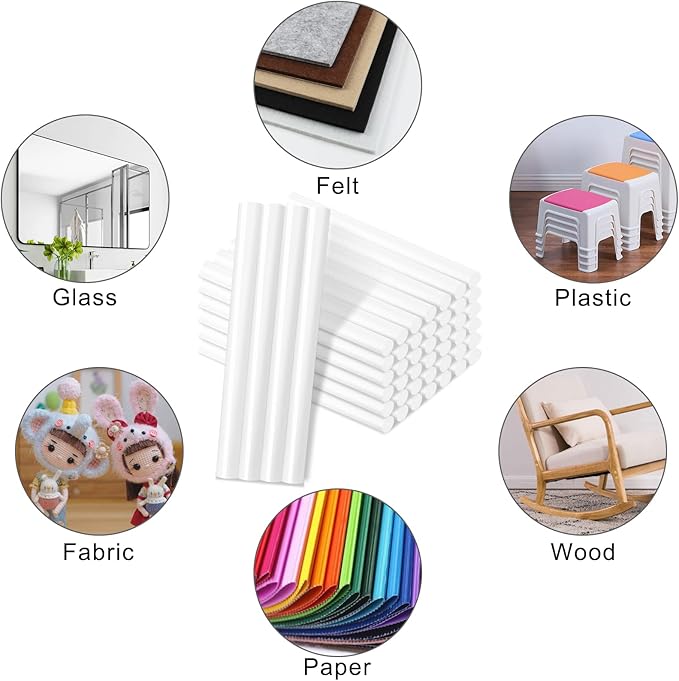Manarty White Hot Glue Sticks, 48 PCS 0.27" Dia x 4" Long Mini Hot Melt Glue Sticks Colored, Adhesive EVA Glue Sticks for Sealing Repairing Stamp DIY Art Handmade Car Craft Decoration Office Project