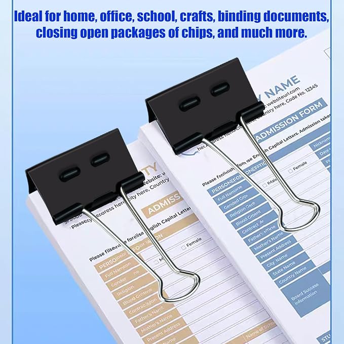 2 Inch Binder Clips(12 Pack), Upgrade Support Points Binder Clips | Extra Large Paper Clamps for Office and Home Supplies