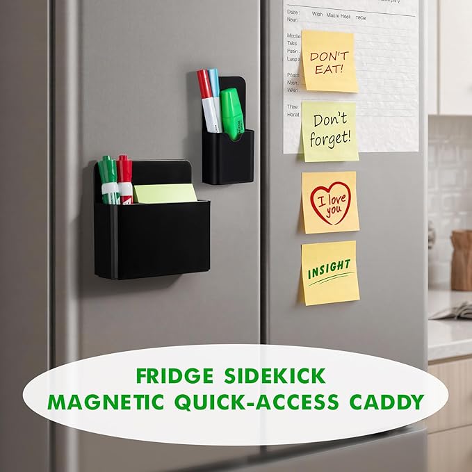 3 Pcs Magnetic Marker Holder for Whiteboard, Plastic Magnet Dry Erase Marker Holders for Fridge Refrigerator, Pen Pencil Cup Holder for School, Classroom Accessories, Locker Organizer-Balck