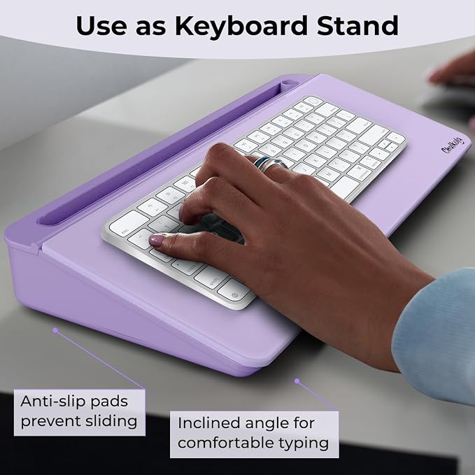 Chalkola Lavender Glass Desktop Whiteboard with Storage + 3 Markers | Dry Erase Board, Work Desk Organizers, Computer Keyboard Stand, Home Office Supplies for Women, Accessories, Workspace Buddy