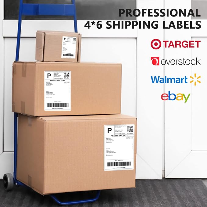 4"x6" Direct Thermal Shipping Labels, 500 Shipping Labels/Roll - Thermal Shipping Label Printer Paper Postage Mailing Labels Compatible with Rollo, MUNBYN Label Printer
