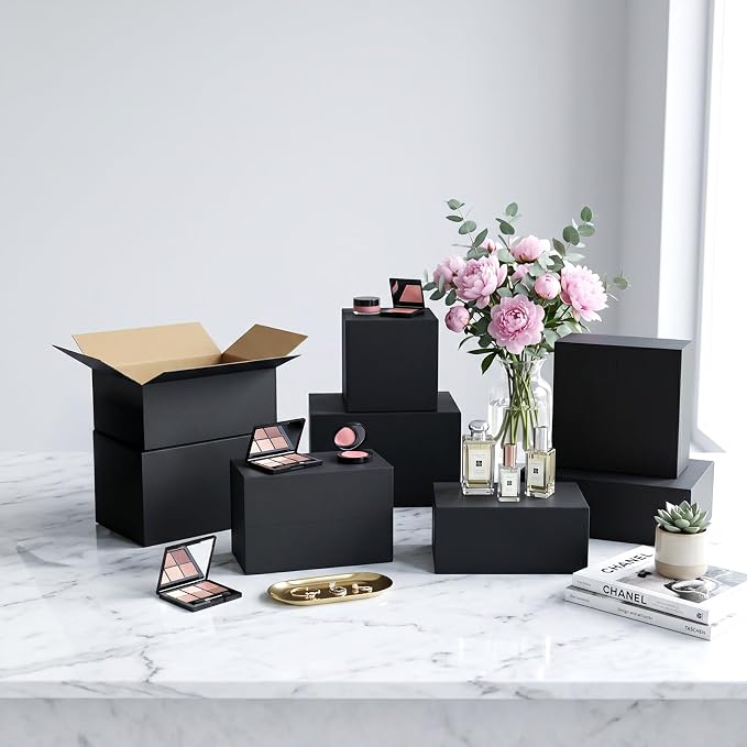 8x8x4 Medium Shipping Boxes, 30 Pack Black Cardboard Mailer Box, Gift Boxes for Packaging Small Business