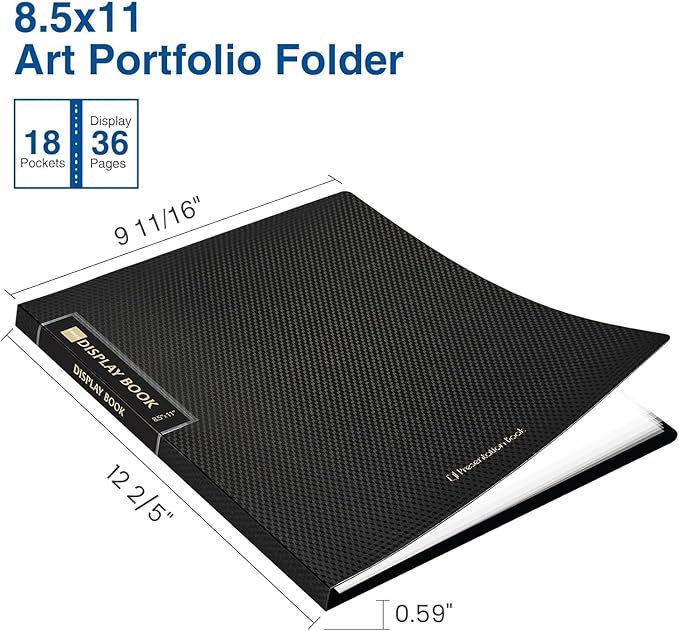 Sooez Binder with Plastic Sleeves 18-Pocket, Displays 36 Pages, 8.5x11 Presentation Folders with Clear Sheet Protectors, Art Portfolio Binder for Certificate & Office Project, Document Organizer