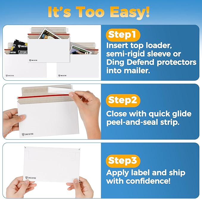 110-Pack Card Shipping Envelopes - 7 x 4.35 Inches Trading Cards Self-Adhesive Mailers, Perfect Fit for Semi-Rigid Sleeves, Toploaders & Ding Defend Protectors - Hobby Mailing Supplies