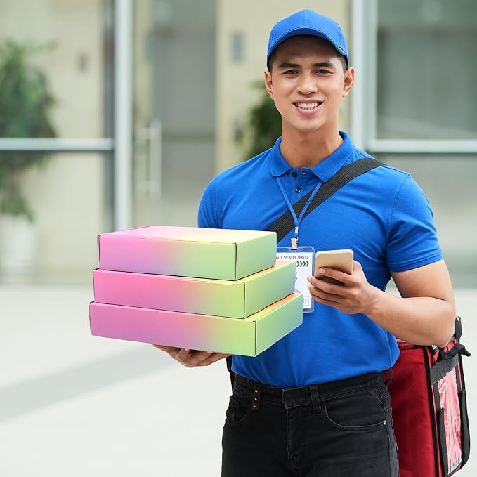 9x6x4 Shipping Boxes Medium, 30 Pack Rainbow Corrugated Cardboard Mailer Boxes for Small Business, Mailing, Packaging