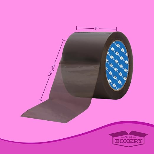 The Boxery 3" x 110 Yards Tan Packing Tape – 24 Roll Carton – Warehouse Grade Adhesive for Shipping, Moving & Packaging – Standard Strength 1.85 Mil Box Sealing Tape