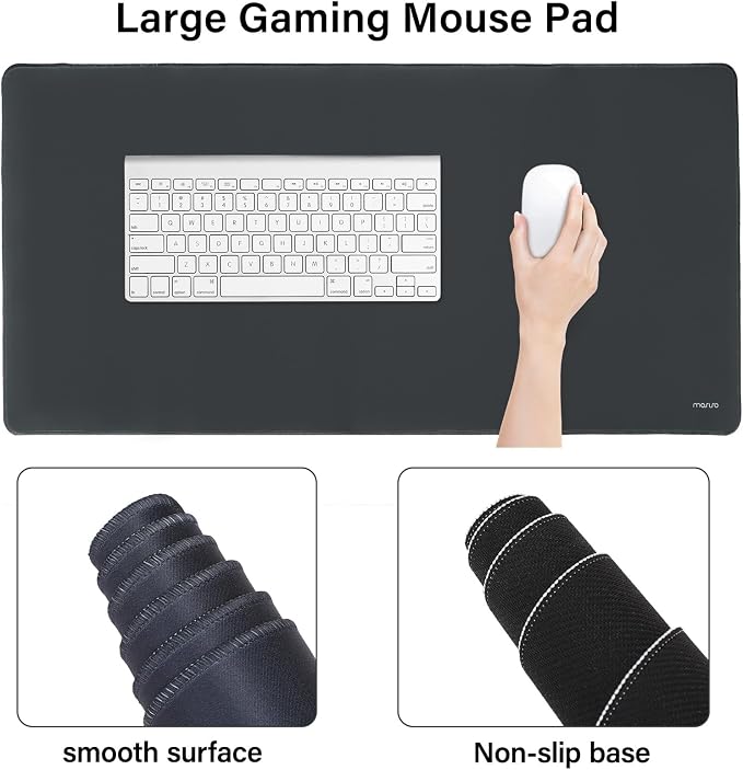 MOSISO Keyboard Mouse Pad Set, Large Gaming Mouse Pad&Keyboard Wrist Rest | Rectangular Mousepad with Wrist Rest&Coaster, Ergonomic Non-Slip&Easy Typing Pad with Curved Silicone Lining, Slate Gray