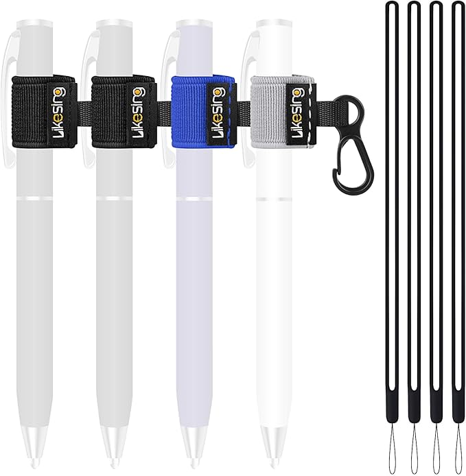 Pen Holder for Lanyard, 4 Set Elastic Retractable Pencil Holder with Silicone Lanyard Around Neck, Pen Leash for Nurses, Teachers, Waitres, Carpenters, Construction Workers(Dark-color)