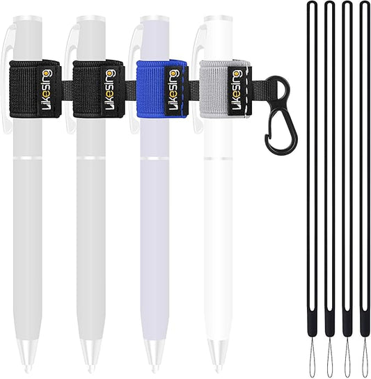 Pen Holder for Lanyard, 4 Set Elastic Retractable Pencil Holder with Silicone Lanyard Around Neck, Pen Leash for Nurses, Teachers, Waitres, Carpenters, Construction Workers(Dark-color)