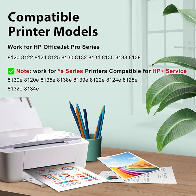 Paeolos 923 Ink Cartridges Replaced for HP 923 Ink Cartridges Combo Pack | Easy Use Work for HP OfficeJet Pro 8130e 8125e 8120e 8138e 8135e 8139e Printers No Chip Black Cyan Magenta Yellow 4 Pack Home