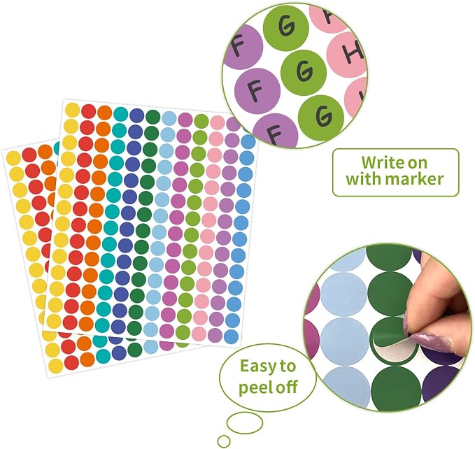 REGELETO 4200 PCS 0.75 Inch 12 Colors Round Colored Dot Stickers for Student Teaching Papers, Color Coding Labels, Circle Dots Stickers for Office and Classroom (25 Sheets)