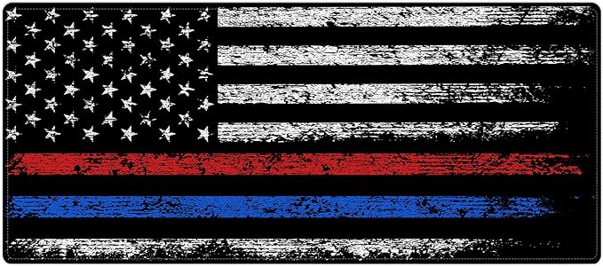 Extended Large Gaming Mouse Pad Red Blue American Flag XXL Size Keyboard Mouse Mat Desk Pad with Non Slip Rubber Base Stitched Edges Office Decor for Women Girls Men,35.4 x 15.7inch