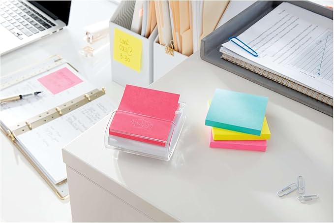 Post-it Pop-up Notes 3x3 in, 12 Pads, America's #1 Favorite Sticky Note, Alternating Colors of Power Pink & Vital Orange and Aqua Splash & Acid Lime, Poptimistic Collection, Clean Removal, Recyclable
