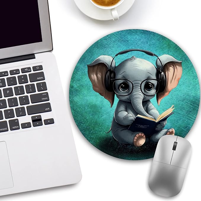 Funny Work Cute Mouse Pad, Small Round Mousepad for Desk, Laptop | Mini Travel Wireless Mice Pad for Computer, Office Accessories, Coworker Gifts, 8.6 x 8.6 inch