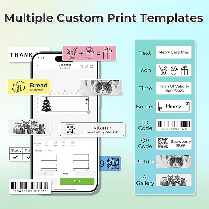 Nelko Label Maker Machine with Tape, P21 Bluetooth Label Printer with 3 Tapes, Wireless Mini Label Makers with Multiple Templates Icon Font Custom for School Office Home, White