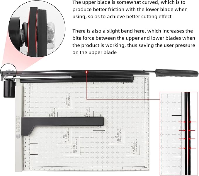 ZEQUAN 13 Inch Heavy Duty A4 Paper Cutter, Metal Base Guillotine Paper Trimmer, 10 Sheet Capacity Stack Paper Slicer for Office Home School