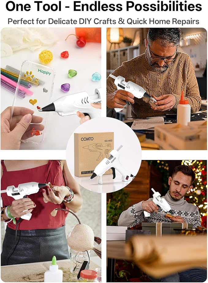 Hot Glue Gun Kit with 30 Sticks, 20W Fast Preheating Mini Hot Glue Gun and Sticks Set for School Crafts DIY Arts and Quick Home Repairs, White