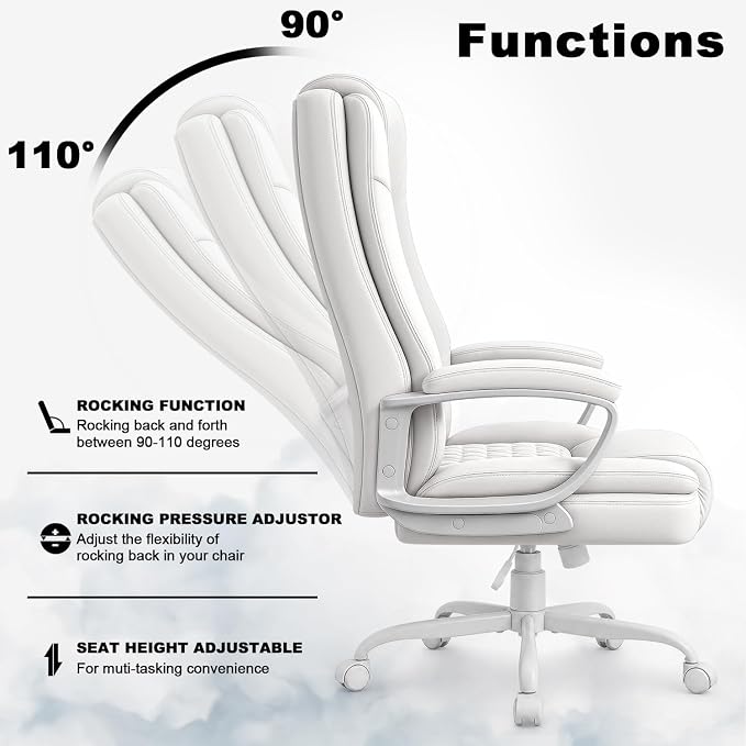 Home Office Chair, 400LBS Big and Tall Chair Heavy Duty Design, Ergonomic High Back Cushion Lumbar Back Support, Computer Desk Chair, Adjustable Executive Leather Chair with Armrest