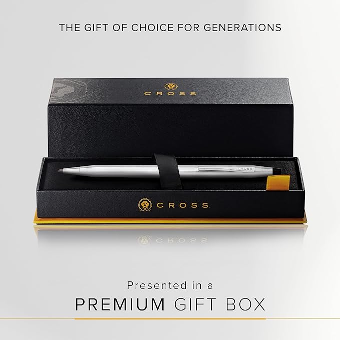 Cross Classic Century Lustrous Chrome Ballpoint Pen - Refillable Pen for Effortless Writing - Black Ink - Durable Construction - Premier Distinctive Look - Gift-Ready