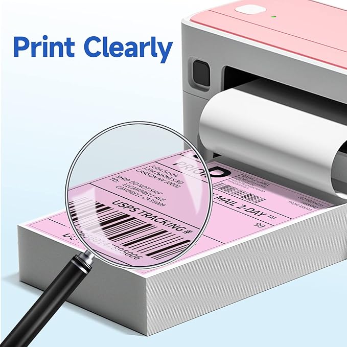 Phomemo 4X6'' Thermal Shipping Labels - Pack of 500 4x6 Fan-Fold Labels for Shipping Labels, Address, Mail, Product Logo Labels, Commercial Grade, Pureple
