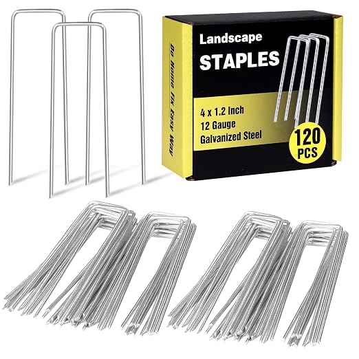 HongWay 120 Pack Landscape Staples 4 Inch, Galvanized Garden Stakes | 12 Gauge Ground Staples Sod Pins Yard Stakes for Landscape Weed Barrier Fabric, Gardening, Lawn, Turf, Irrigation Tube