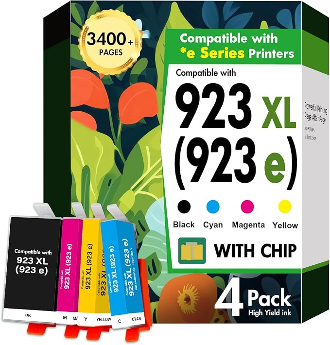 923XL 923 8130e 8125e Ink Cartridges Combo Pack for HP Printers with Chip | Replacement for HP923 XL 923e Ink Cartridges for HP Pro 8130e 8125e 8135e 8138e 8124e 8139e 8120 8130 8122e Printer