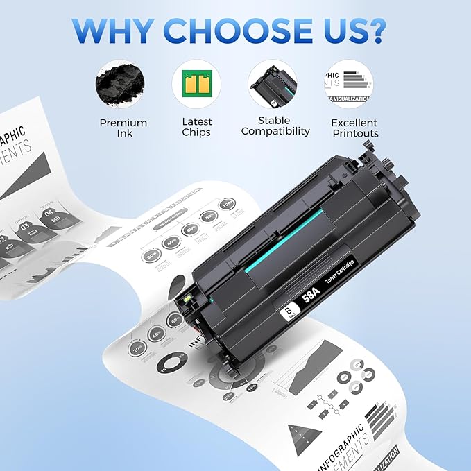 58A CF258A Black Toner Cartridges 2 Pack Compatible for HP 58A CF258A 58X CF258X Toner Compatible for HP Laser Jet Pro M404 M404n M404dn M304n MFP M428fdw M428fdn M428dw M428 Enterprise M430f M406dn