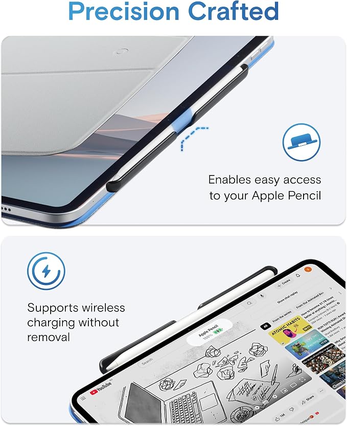 MOFT Pencil Holder for Apple Pencil Pro, Apple Pencil 2nd Generation, Compatible with Magic Keyboard, MOFT Dynamic Folio & Float Folio for iPad, Black