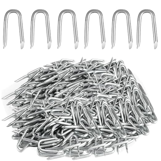 300 pcs Wire Staples,Fence Staples,u Shaped Nails,Steel U Nails for Fencing | U Shaped Wire Nails, Galvanized Barbed Wire Fencing Staples,Fasteners for Wood Garden Barbed Chicken Wires Hardware