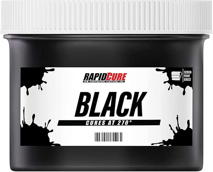 Rapid Cure® Screen Printing Ink Black (5 Gallon - 640oz.) - Plastisol Ink for Screen Printing, Fast Curing Fabric Paint - Screen Print Direct®, USA Made
