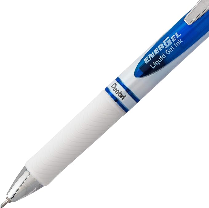 Pentel EnerGel Pearl Retractable Liquid Gel Pen, Needle Tip (0.7mm) Medium Line, Blue Ink, 2-Pk (BLN77WBP2C)