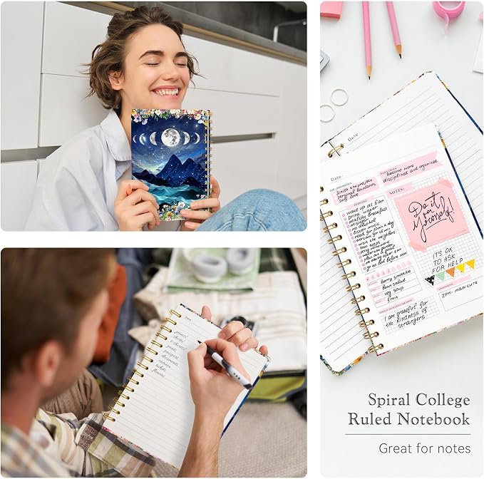 Lined Spiral Journal Notebook for Work A5, 160 Pages, Start Mountain | College Ruled Spiral Journal for Women, Hardcover with Elegant Design for Note-Taking, 5.5 * 8.25 inch