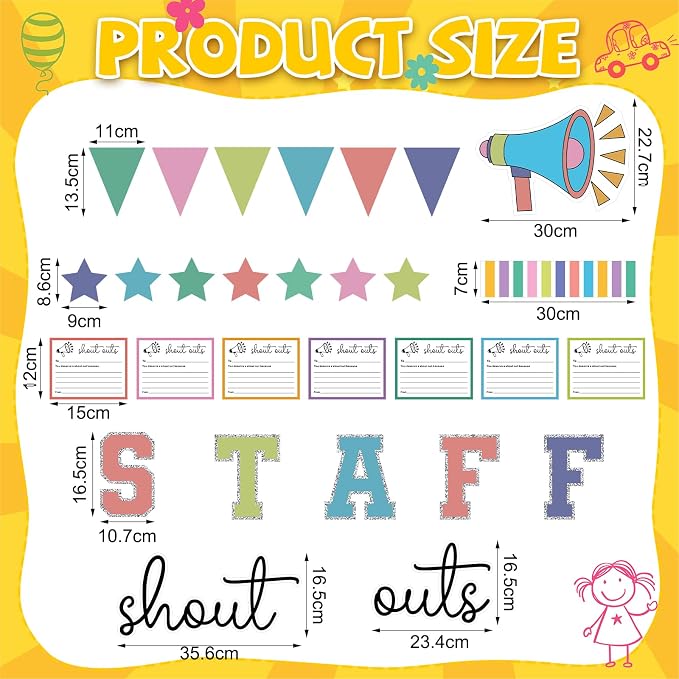 Mooliwe Staff Shout Out Bulletin Board Decor Set, Colorful Employee Recognition Bulletin Board Kit with 21 Appreciation Cutouts, for Office School Classroom Wall Door Decor Supplies