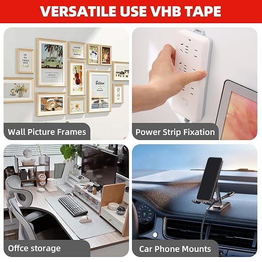 3M Double Sided Tape Heavy Duty 2in X 9.85ft, Removable Mounting Tape | White Sticky Foam Tape for Wall, Picture Hanging Strips, Poster Hanger, Waterproof Adhesive Strips for LED Light