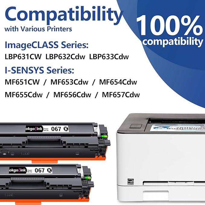 067 067H Black Toner Cartridge Set 2 Pack CRG-067 Compatible Replacement for Canon 067 canon067 Toner Works with Color ImageClass MF656Cdw LBP632Cdw MF654Cdw MF653Cdw LBP633Cdw MF650C LBP630C Printer