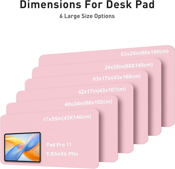 Aothia Faux Leather Desk Mat - Large Mouse Pad, Non-Slip PU Leather Blotter, Waterproof Writing Surface for Office and Home (Fairy Pink, 63" x 17")