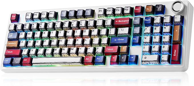 x Aula F99 Pro Mechanical Keyboard, Wireless Gaming Keyboards RGB Backlit Hot Swappable Custom Creamy Bluetooth Computer Keyboard, Tri-Mode BT5.0/2.4GHz/USB-C, Pre-lubed Switches PBT Keycaps | 99 Keys,8000mAh Rechargeable,Hot Swappable Custom,RGB Backl...