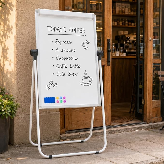 U-Stand Magnetic Whiteboard Easel, 36 x 24 Inch Dry Erase Easel with Stand | Double-sided Dry Erase Board Easel with Flipchart Paper Pad, Height Adjustable Standing, For Home Office, Homeschool & Studio