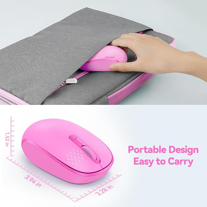 TECKNET Compact Ambidextrous Wireless Mouse for Laptop | 2.4G Quiet Computer Mouse with USB Receiver, 3 Adjustable DPI Portable Cordless Mice for Chromebook, Laptop, PC, Mac